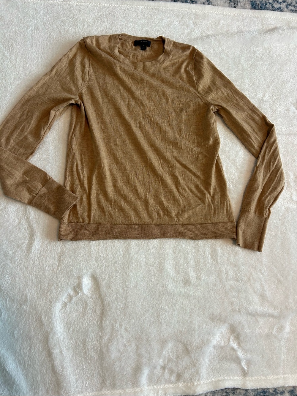 J. Crew • Lightweight Crewneck Sweater in Camel Brown • S •